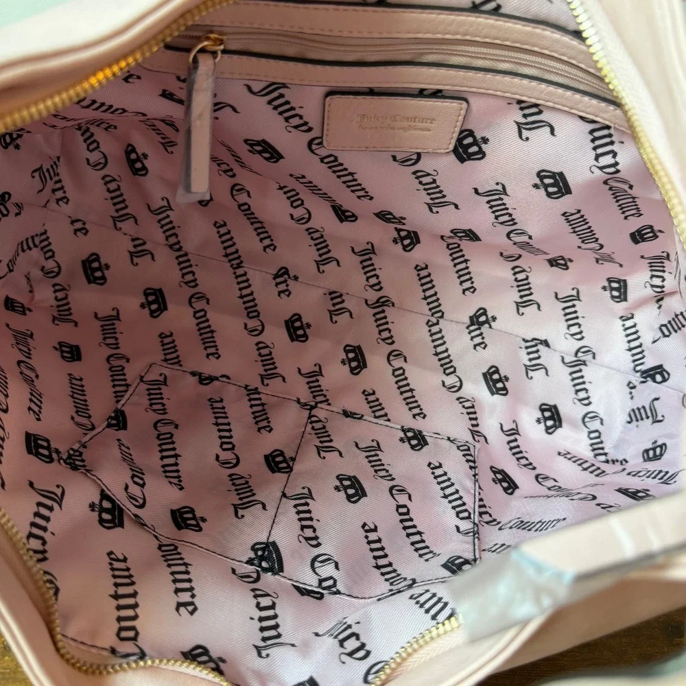 New Juicy Couture Royal Crest Large Light Pink Hobo Shoulder Handbag Y2K Charms